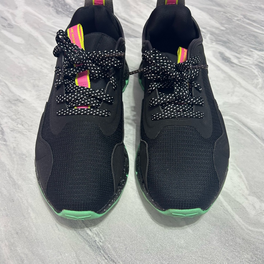 Reebok Women’s Sneaker Black with Mint Green and Multi-colored Accents